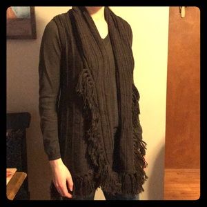 Brown tasseled knit vest